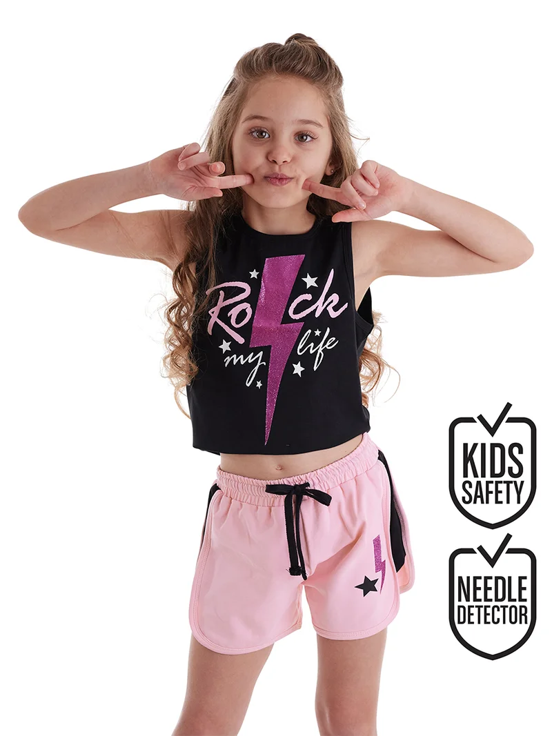 MSHB&G Rock Life Girl Crop Top&Shorts Set
